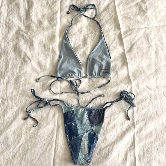 Lovers & friends denim patchwork bikini set - Picture 3 of 4
